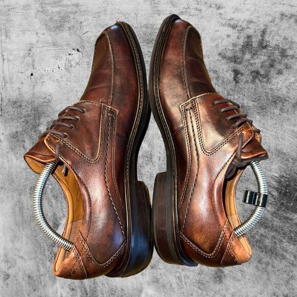 Ecco Oxford Mens Size 8-8.5 EU 42 Dress Shoe Berlin Brown Apron Toe - Picture 5 of 12